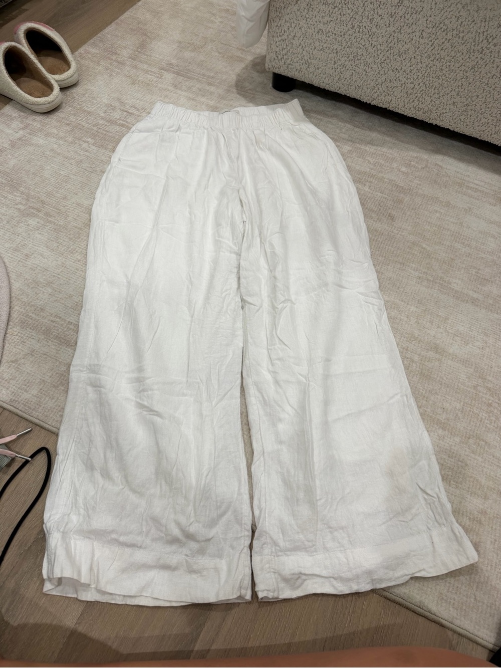 Abercrombie & Fitch White Wide-Leg Pants